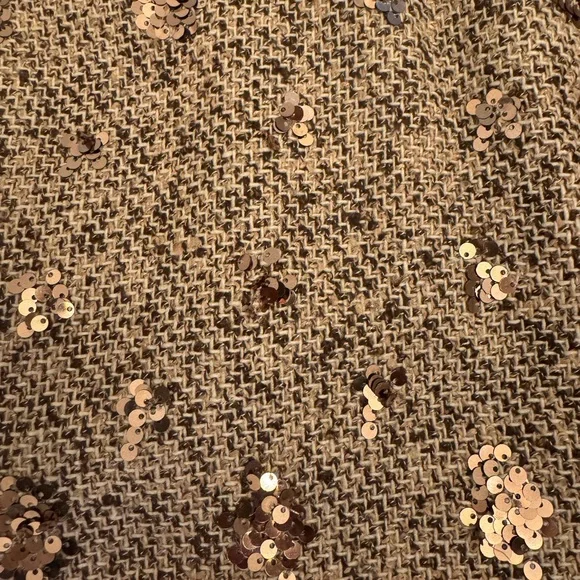 Brown Party Women's Mixed Tweed Fabric With Sequins Design mini Dress. - Picture 11 of 13
